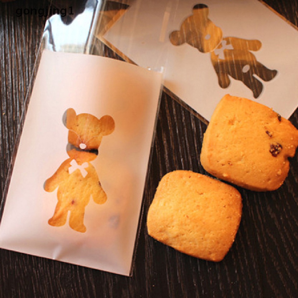 Ggg 100pcs Bear Candy Cookies Biskuit Baking Packaging Bag Perekat Diri Pernikahan ID