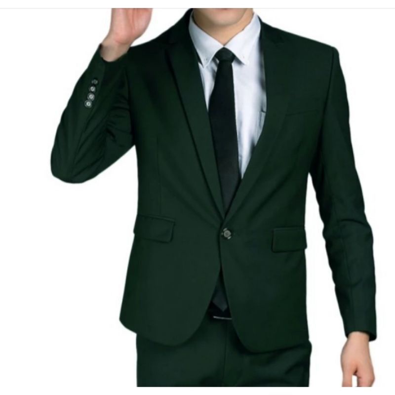 FUNNY Jas Blazer Pria Hijau Botol/Blazer Modern Pria