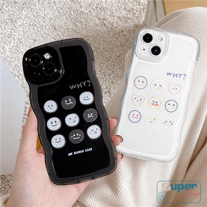 Untuk Redmi Note10 11 Pro+10s 8 9 Pro Note 9s 11s Redmi 12C A1 10 10C A1 9A 9C 9 10A 9T A1+Mi 11T Pro POCO M3 X3 NFC Pro Kartun Lucu Ekspresi Lucu Lembut Bergelombang Case Couple Tepi