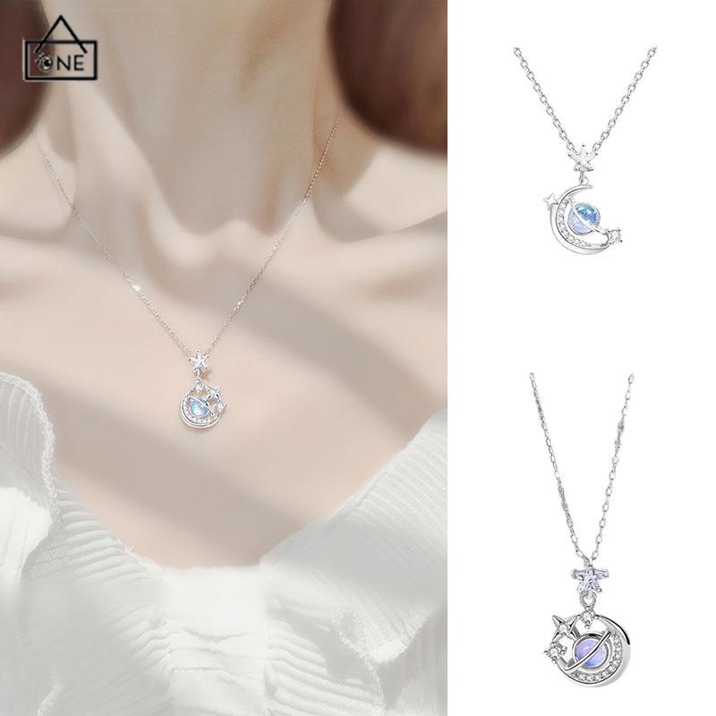 COD❤️Kalung Rantai Selangka Perak Gaya Korea Liontin Zircon Untuk Perhiasan Wanita-A.one