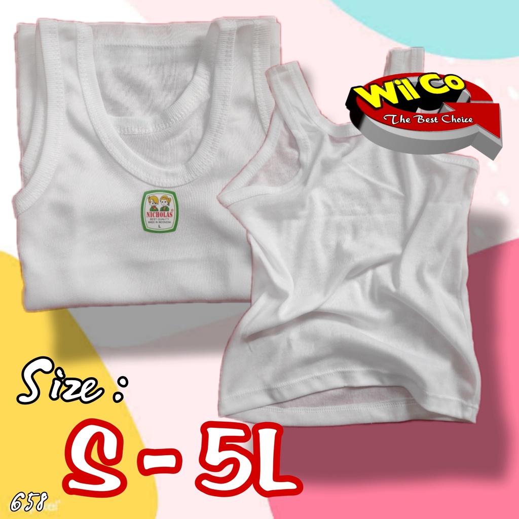 K658 - (Harga Per 1 Potong) SINGLET KAOS DALAM ANAK COWOK PAKAIAN DALAM ANAK NICOLAS USIA 1 - 11 TH