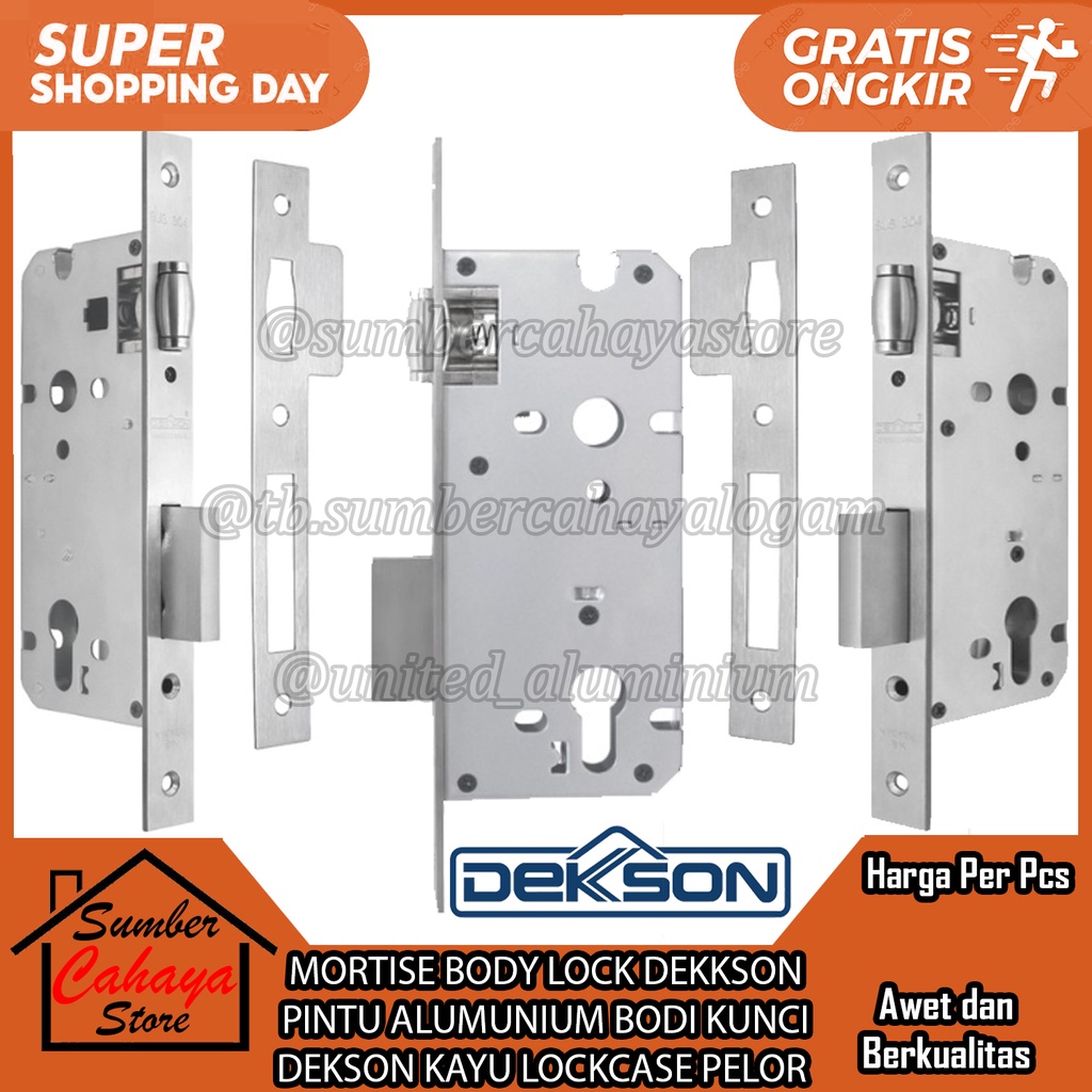 MORTISE BODY LOCK DEKKSON PINTU ALUMUNIUM BODI KUNCI DEKSON KAYU LOCKCASE PELOR TIPE 8485 8585 8685 