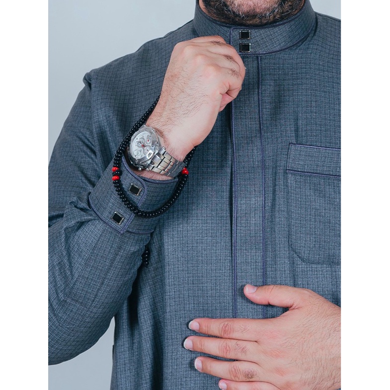 Jubah Al Haramain Premium Dewasa Woll (17) | Hitam | Coklat Kemerahan