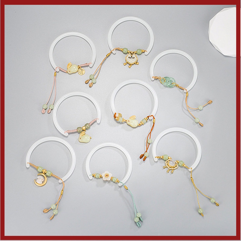 Gelang Batu Giok Hetian Setengah Lingkaran Untuk Pacar Perempuan Safety Lock Tali Gendong U1480