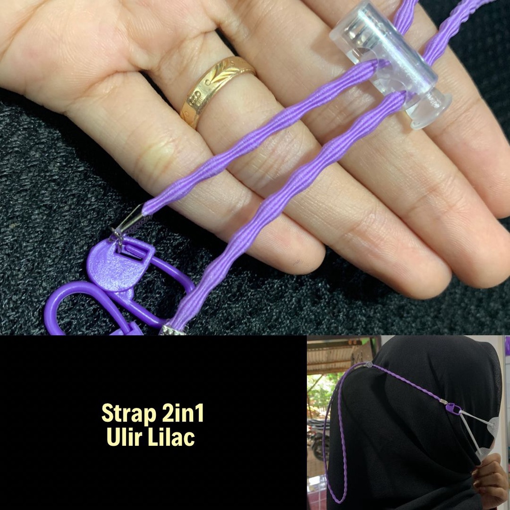 Strap Masker Tali || Strap masker 2 in 1 - Konektor Kalung Masker Karet Ulir Ceko Rantai