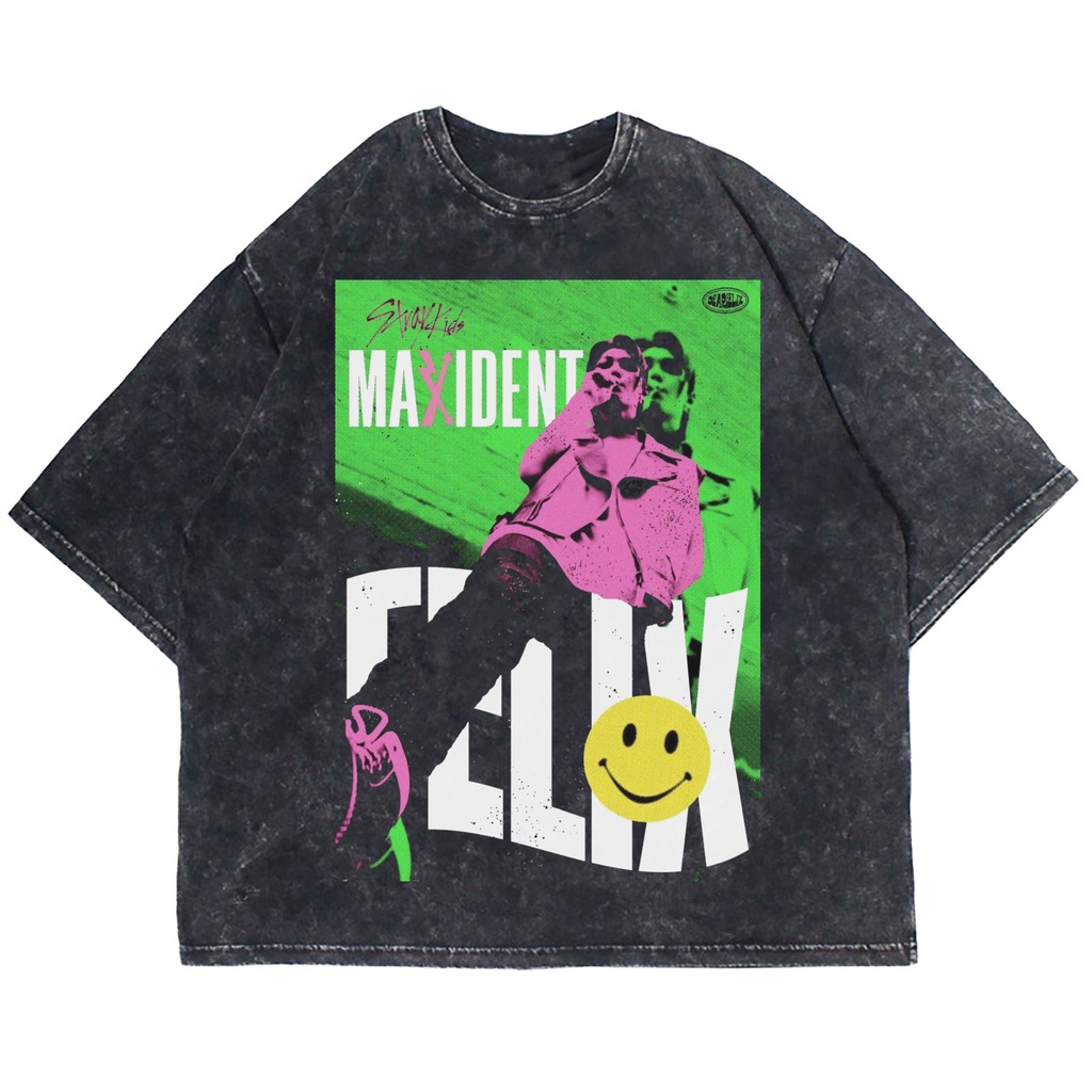Patternmerch "felix maxident stray kids" Oversize T-shirt | washed tee | kaos vintage
