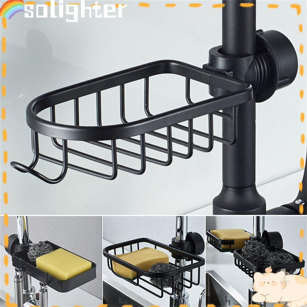 Solighter Rak Penyimpanan Keran Air Perlengkapan Adjustable Tempat Sabun Keran Kamar Mandi Rak Wastafel Rak Shower