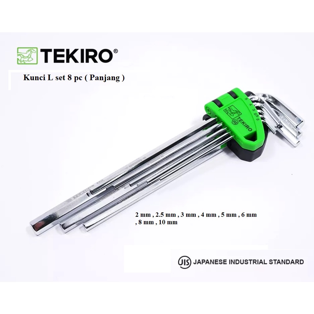 Tekiro Kunci L Set 8 Pcs  Mm Panjang 2 - 10 mm / Hex Key Long ( 2-10) Mm / Kunci L set 8 Pc 2 10 mm
