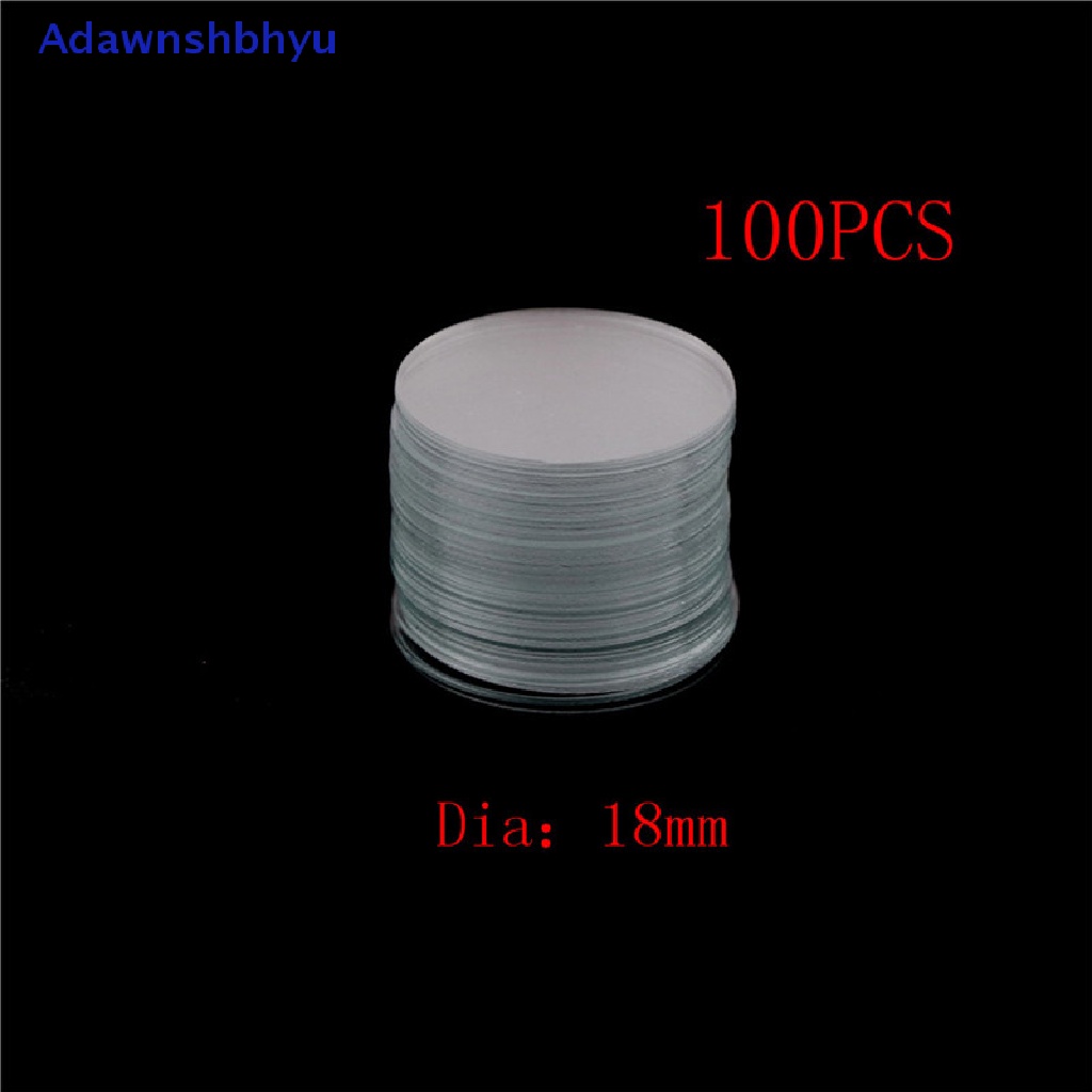 Adhyu 100Pcs Mikroskop Bulat Bundar Slide Coverslip Cover Kaca Diameter 18mm ID