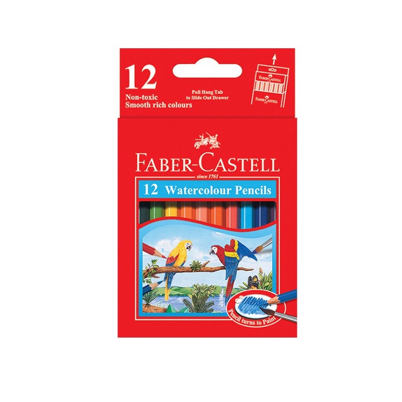 

Pensil Warna Faber Castell Water Colour 12 Short Pendek #114461 Colour Pencil Kemasan Dus