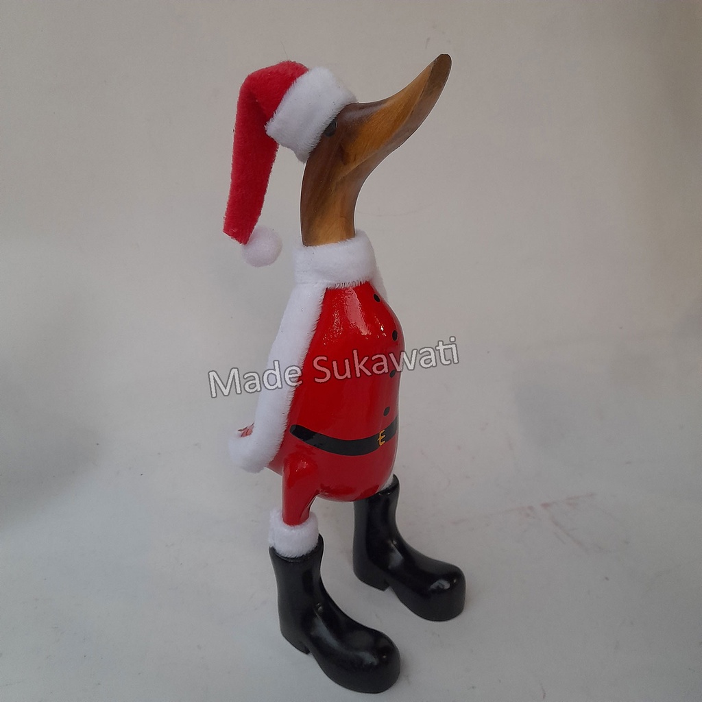 Patung bebek merah putih 27cm Natal Sinterklas SantaClaus kerajinan kayu handmade