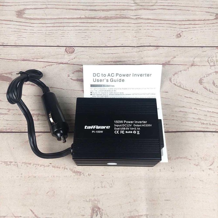 Taffware Power Inverter Mobil dengan 2 USB Port 150W 220V - PI-150W
