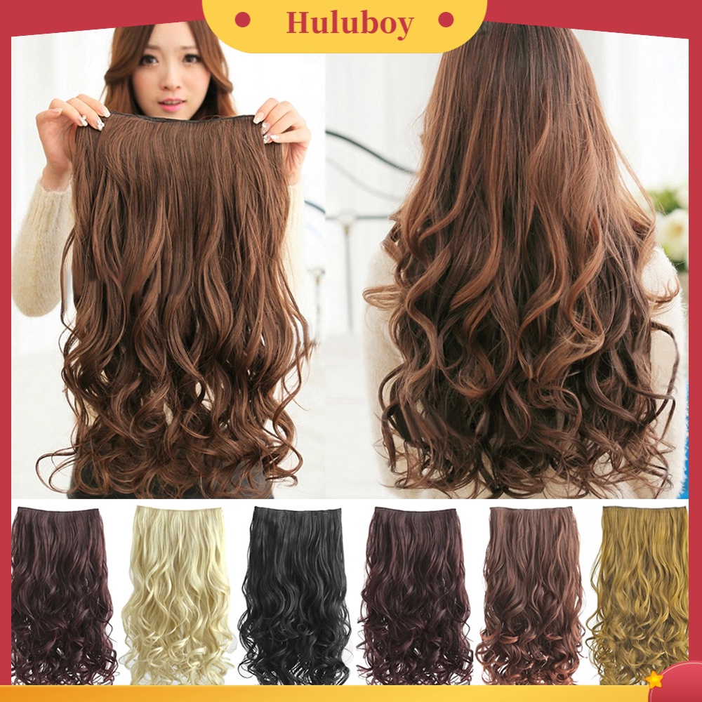 Wig Rambut Extension Model Keriting Gelombang Bahan Sintetis Untuk Wanita