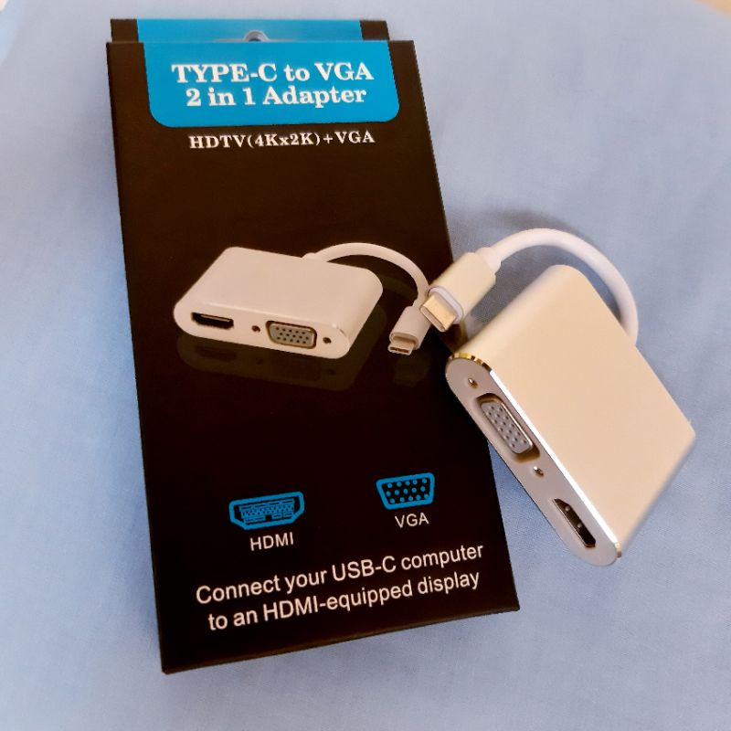 CONVERTER USB TYPE C TO VGA + HDMI - CONVERTER USB 3.1 TYPE C TO HDMI - USB TIPE C TO VGA + HDMI RESOLUSI 1080