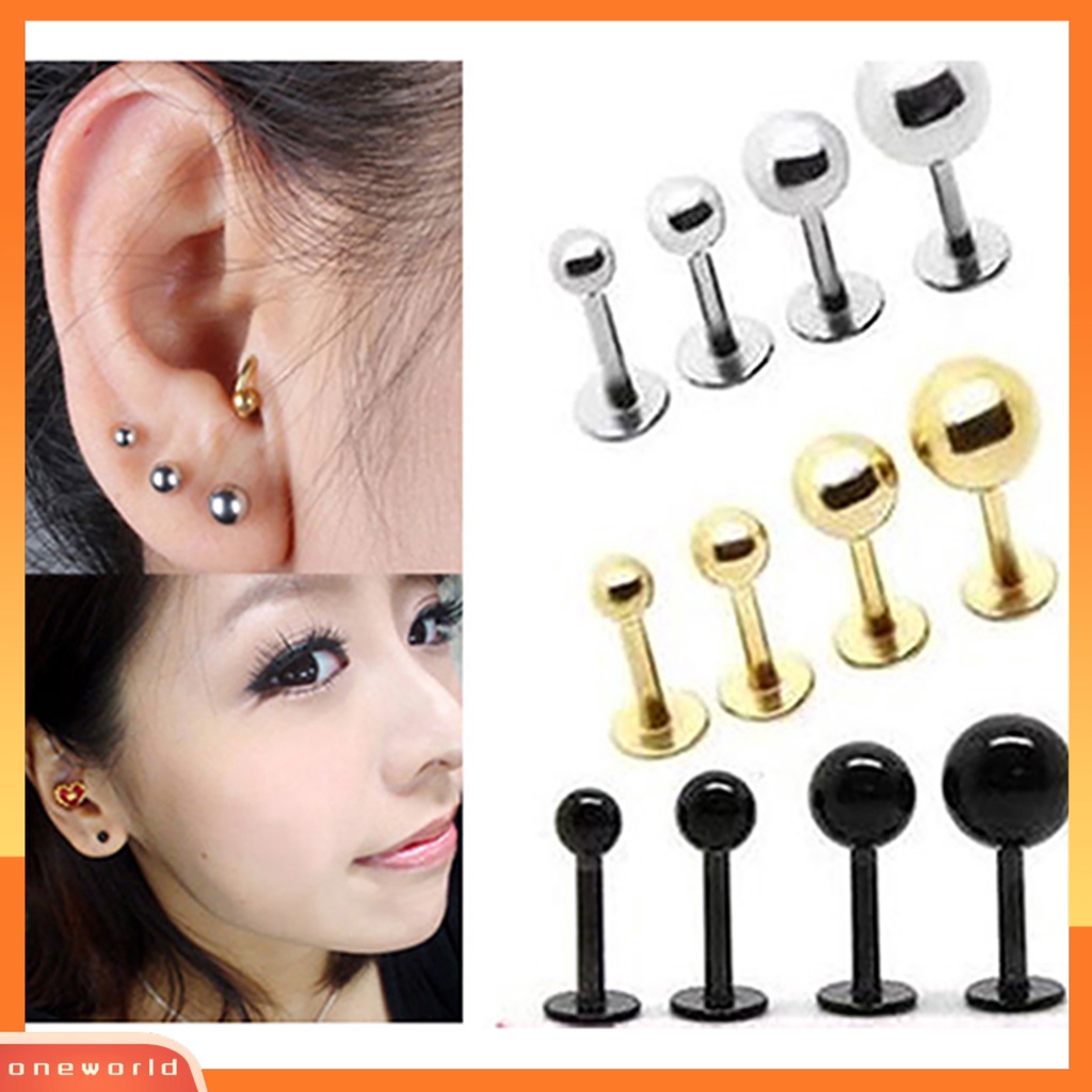 OW@ Ear Studs Simple Easy Matching Titanium Steel Barbell Shape Helix Tragus Women Earrings for Party