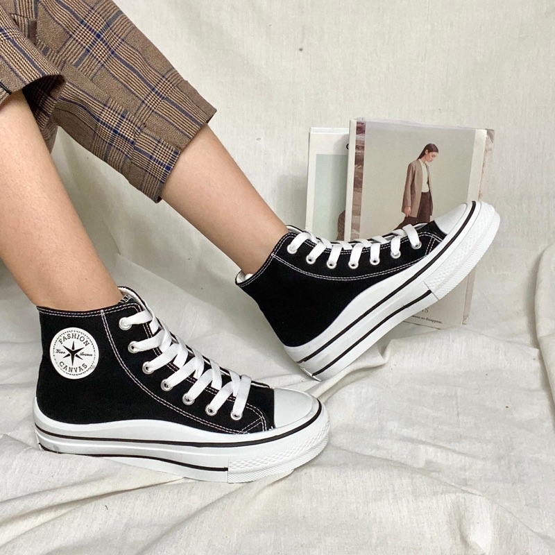 AVANCEID 1896 1900 Sepatu Sneakers Boots Wanita Sekolah Kerja Canvas Putih Hitam Import