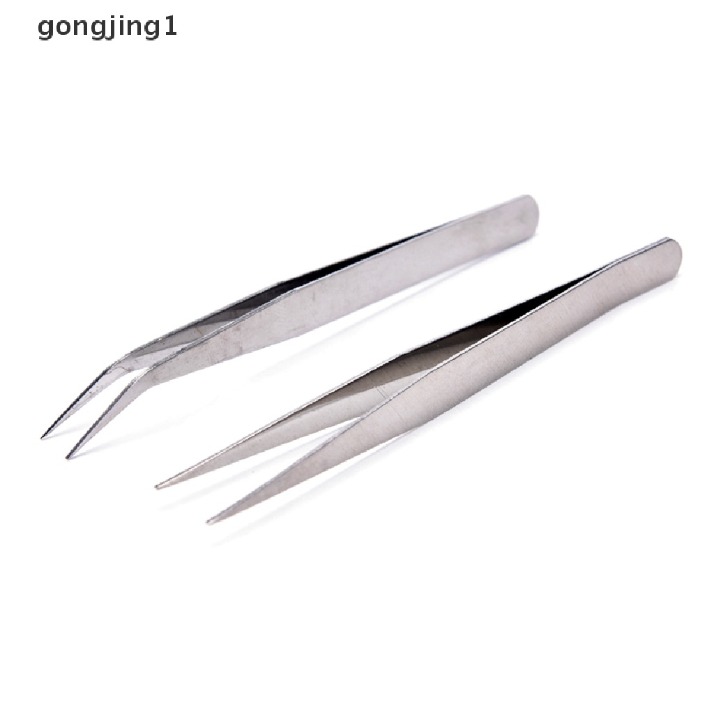 Ggg 2pcs Stainless Steel Lurus El Pinset Patchwork Hook Pick-up Makeup Tools ID