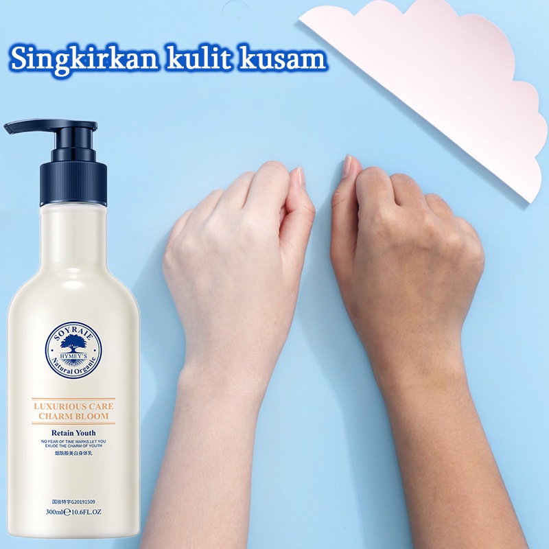 Lotion pemutih badan Perawatan badan Body whitening lotion Pemutih permanen Krim pemutih 300ML Menghilangkan kulit kusam dan merinding Pemutih, pelembab, perawatan kulit, halus dan nyaman, mencerahkan warna kulit Wangi tahan lamaLotion pemutih badan Peraw