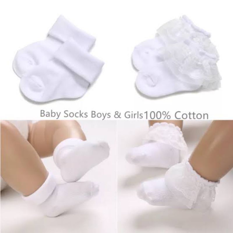 kaos kaki anak Putih isi 3 import pendek katun renda premium / Topi Putih Golf