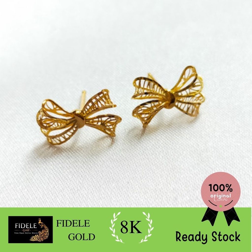 Anting anting pita kendari emas asli kadar 375 diamond look UBS
