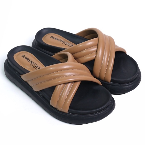 SARASARA YUK - Dunkenstock TIGGO Sandal Wanita Silang Tinggi 5cm Size 36 - 40 Selop Tidak Licin Sendal Beleza Wedges Slop Birken Rumah Belleza 37 38 39 Warna Black Hitam Sara Sara Kekinian Premium Terbaru Shoes Ori Original Mall Official Store