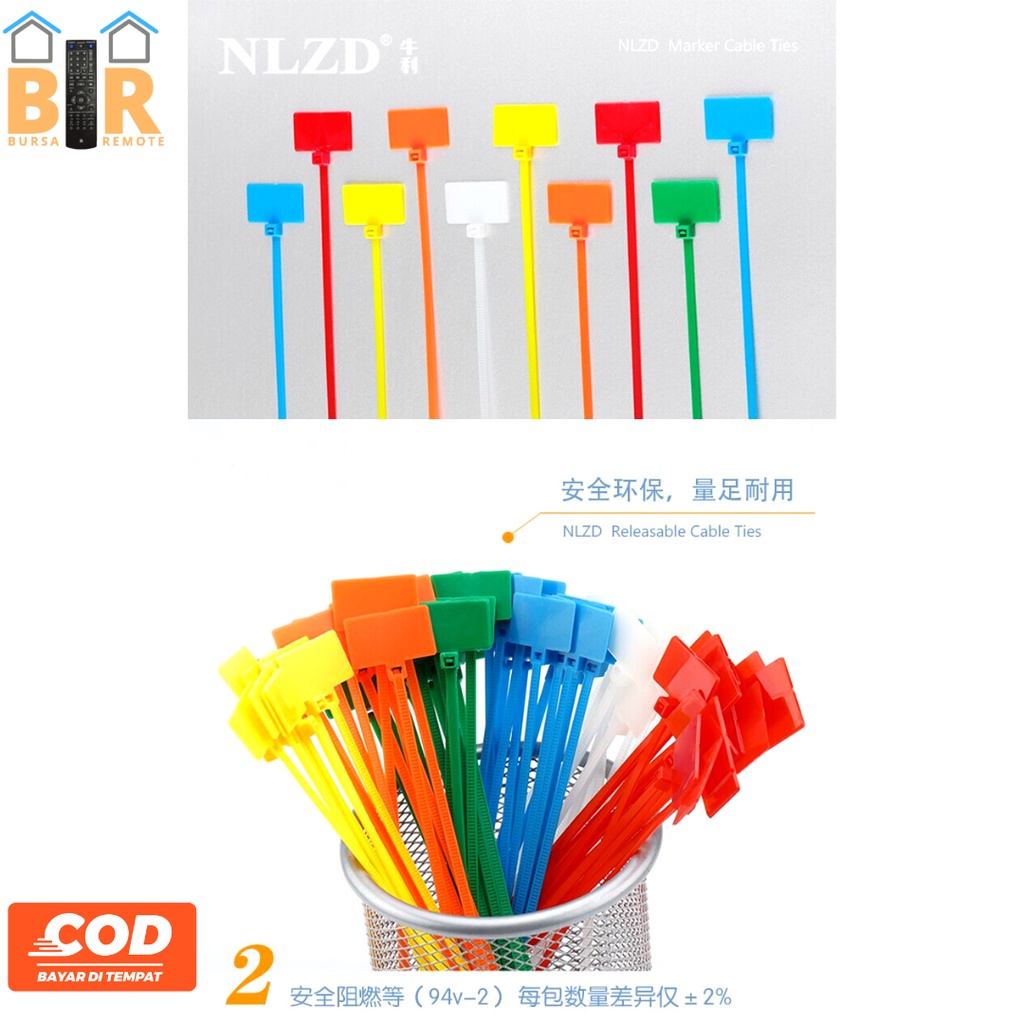 Kabel Ties Cable Tie Pengikat With Marking 100MM Warna Warni 100PCS