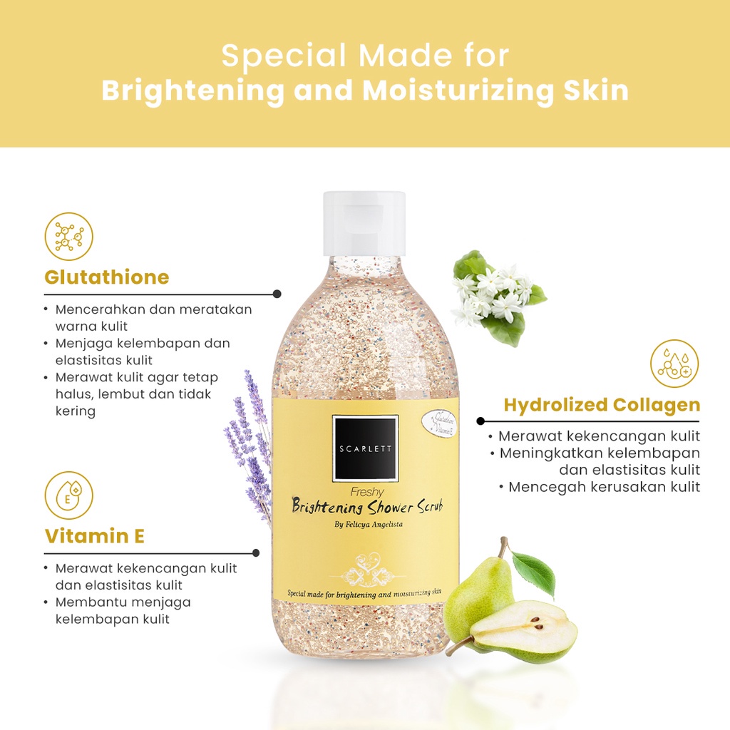 Scarlett Whitening Shower Scrub Sabun Mandi Series Happy Jolly Cucumber Loving Charming Freshy Coffee Mango Pomegrante BPOM