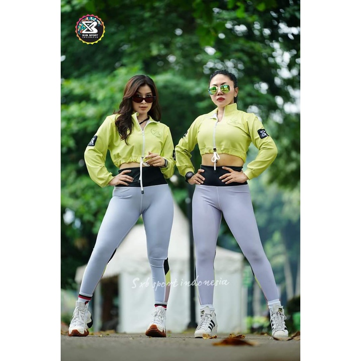 BAJU SETELAN OLAHRAGA SENAM SXB SPORT JAKET CROPPED & LEGGING (SXB GLARE)