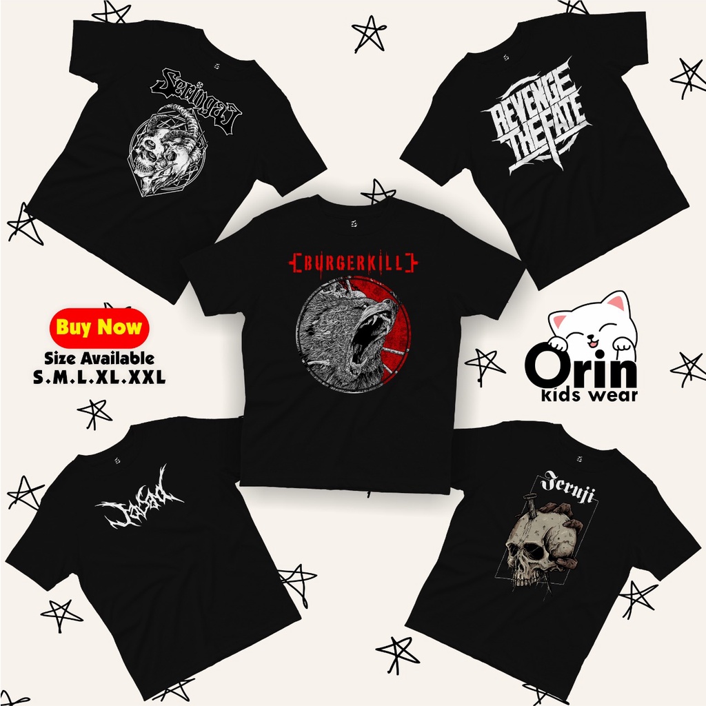 Baju Kaos Pakaian Band Lokal Anak 2-8 Thn Unisex Burgerkill Seringai Jeruji Jasad Revenge The Fate B