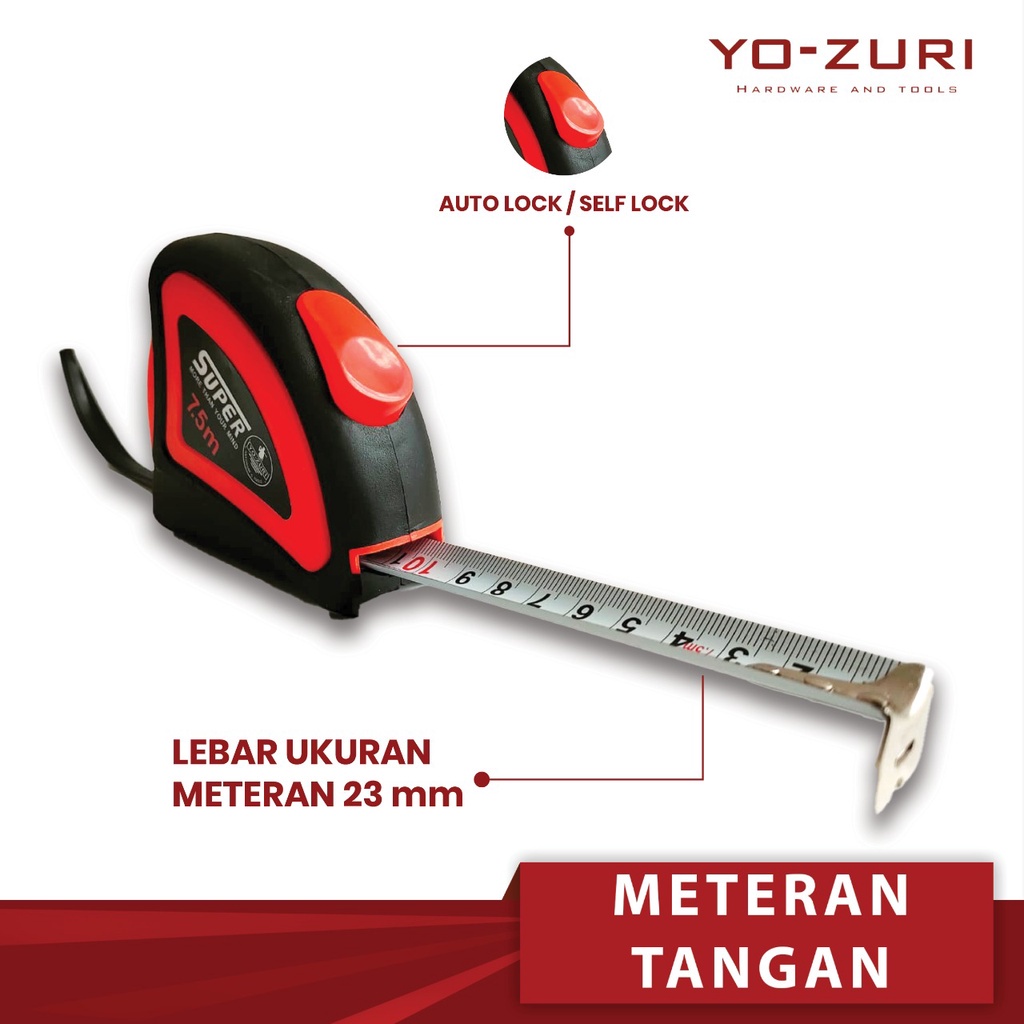 METERAN 3M 5M 7,5M 10M TUKANG BANGUNAN ROLL | TIPE KARET KUALITAS BAGUS MEASURING TAPE | Yozuri