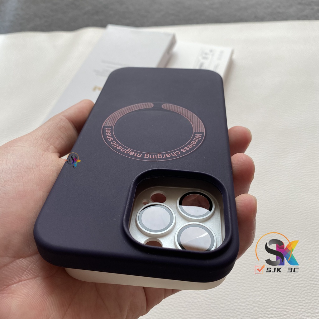 Mewah Plating Magnet Hitam Biru Tua Ungu silica gel magnetic case Untuk iPhone 11 Pro Max 12 Pro Max 13 Pro Max 14 Pro Max Silikon Cair Pengisian Magnetik Casing Handphone