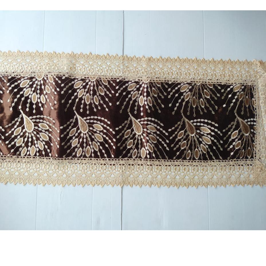Menarik IJNC Taplak Meja Tamu Sulam Strimin Kruistik Panjang 40x100 cm Table Runner Shabby Chic Moti