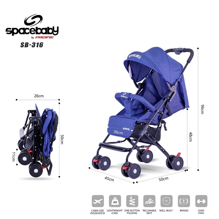 Baby stroller spacebaby SB 315 316 cabin size bisa dilipat alat bantu bawa anak bayi balita space baby kereta dorong anak bayi balita SB315 SB316