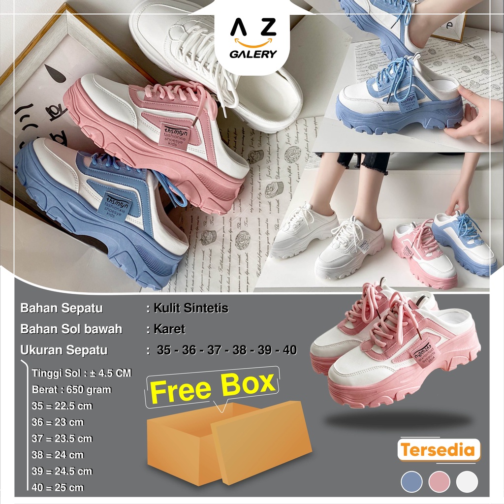 Sepatu Sneakers Wanita Wedges Slip On Fashion Style White Shoes Casual Korean Style Import Kulit Sintetis Free Box Azgalery SPT-16