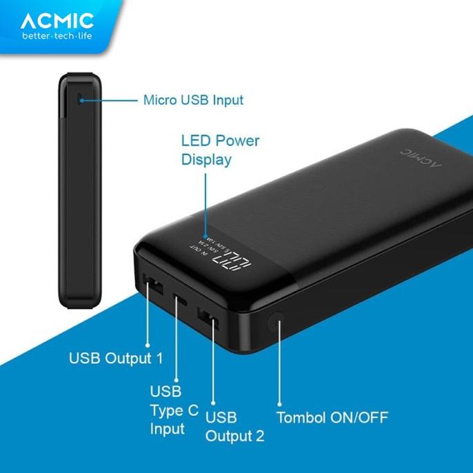 ACMIC D20 20000mAh Digital Display + 2A Fast Charge PowerBank