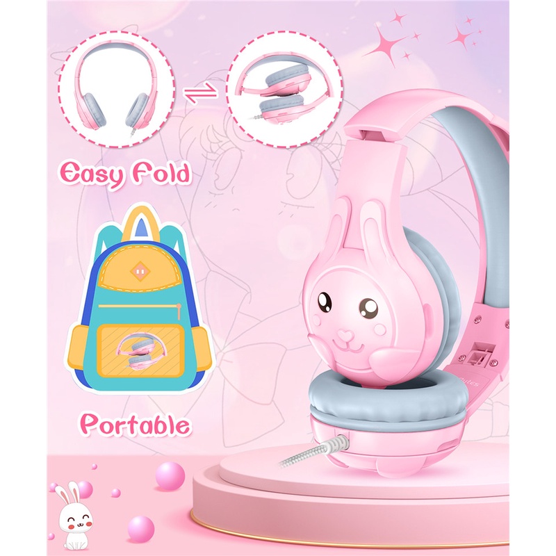 Sicibel S31 Headset Over Ear Motif Kartun Dengan Mic + Remote Control Untuk Anak