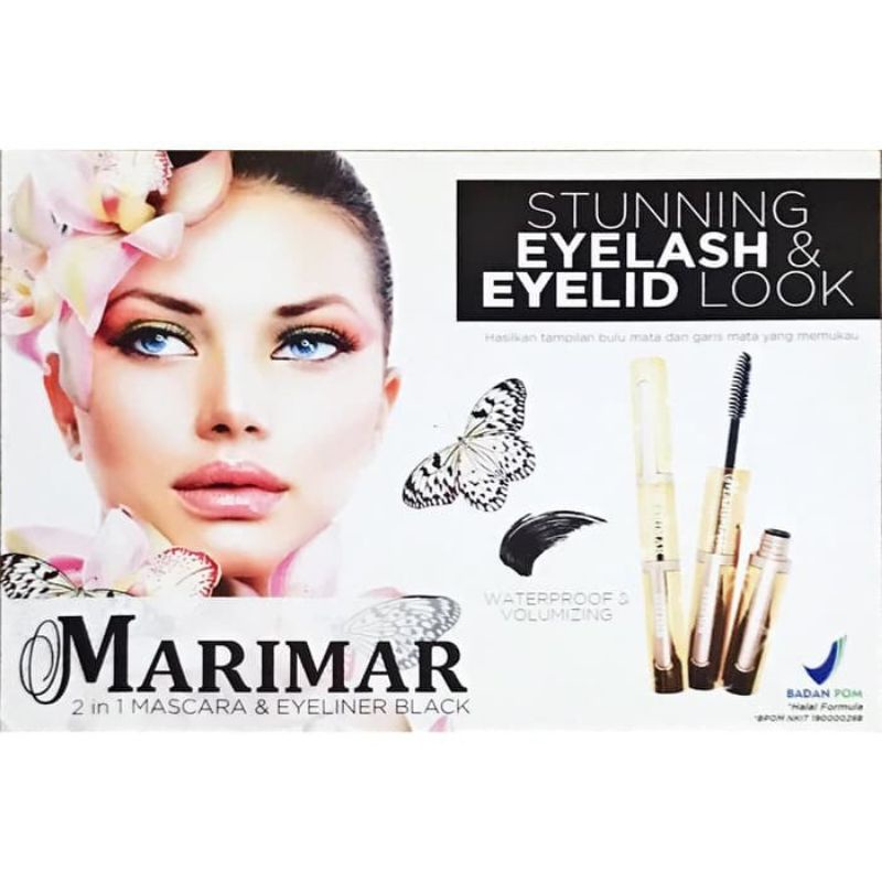 MARIMAR 2in1 Mascara &amp; Eyeliner Black BPOM | Waterproof &amp; Volumizing