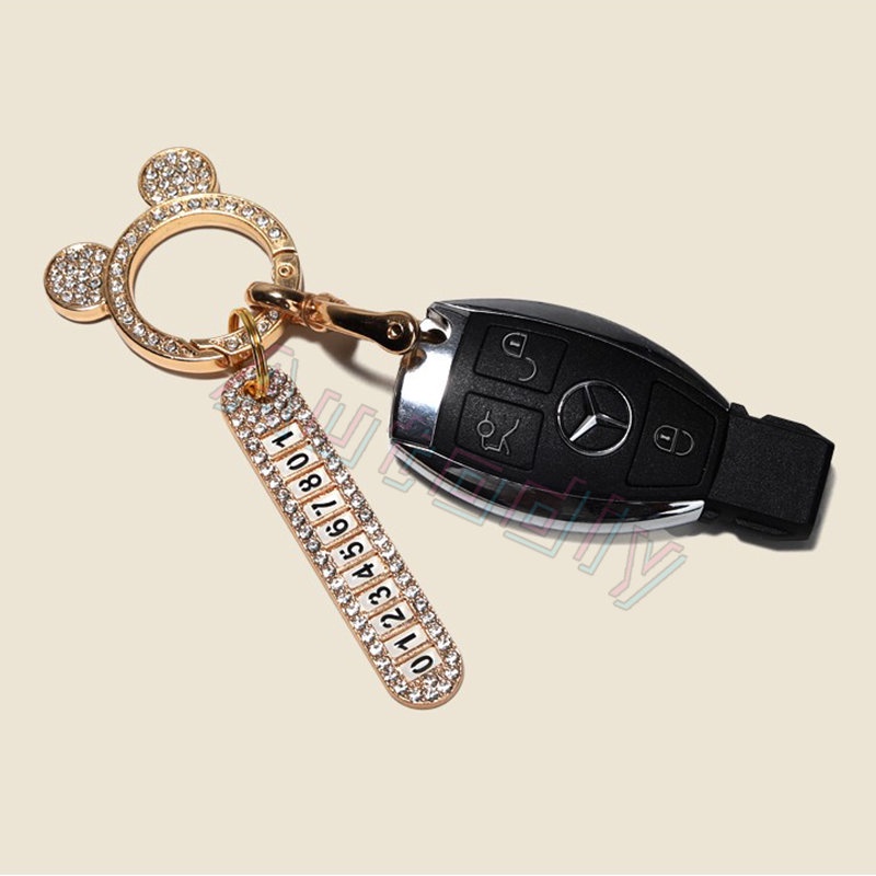 Siap Kirim Perhiasan Berlian Berkilau Beruang Berlian Berkilau Gantungan Kunci Key Ring Mickey Berlian Kunci Ring Plat Nomor Telepon Liontin Kunci Mobil DIY Aksesoris