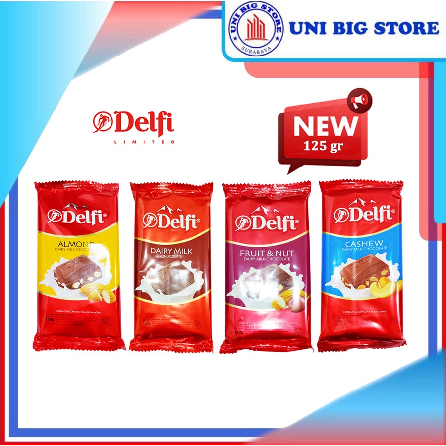 

Delfi Dairy Milk Chocolate Almond Cashew 125 gr Fruit Nut 140 g Coklat