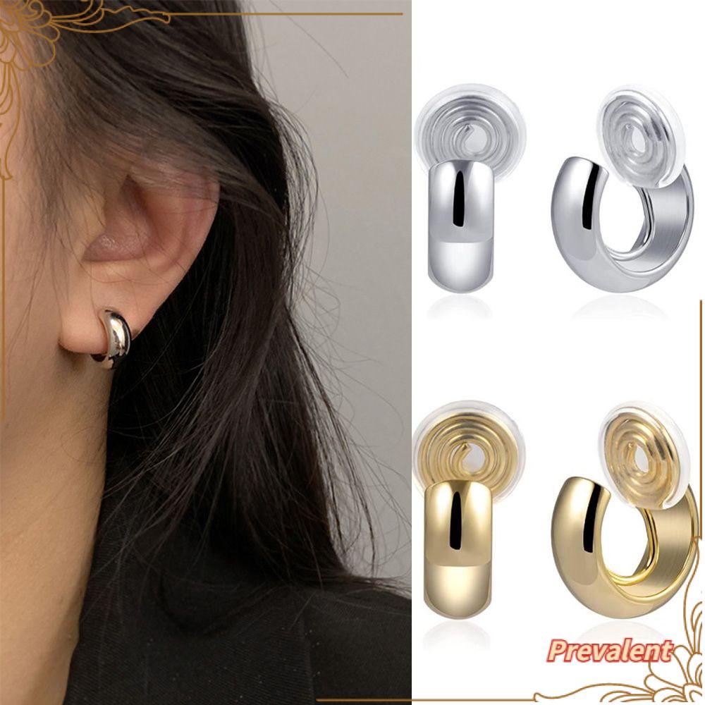 Preva Chunky Hoop Ear Clip Warna Emas Untuk Wanita Gadis Perhiasan Hadiah Cubic Zirconia Manset Telinga