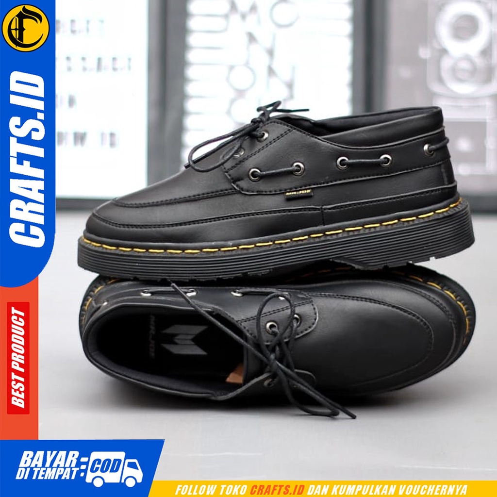 CRAFTS winter - Sepatu Pantofel Docmart Formal Kerja Hitam Pria