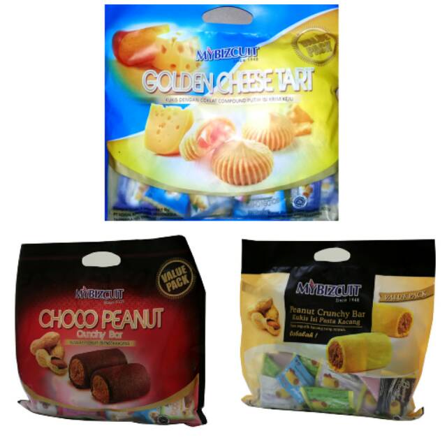 My Bizcuit - Value Pack 300G / Peanut Crunchy / Golden Cheese Tart / Choco Peanut / Snack Import Malaysia