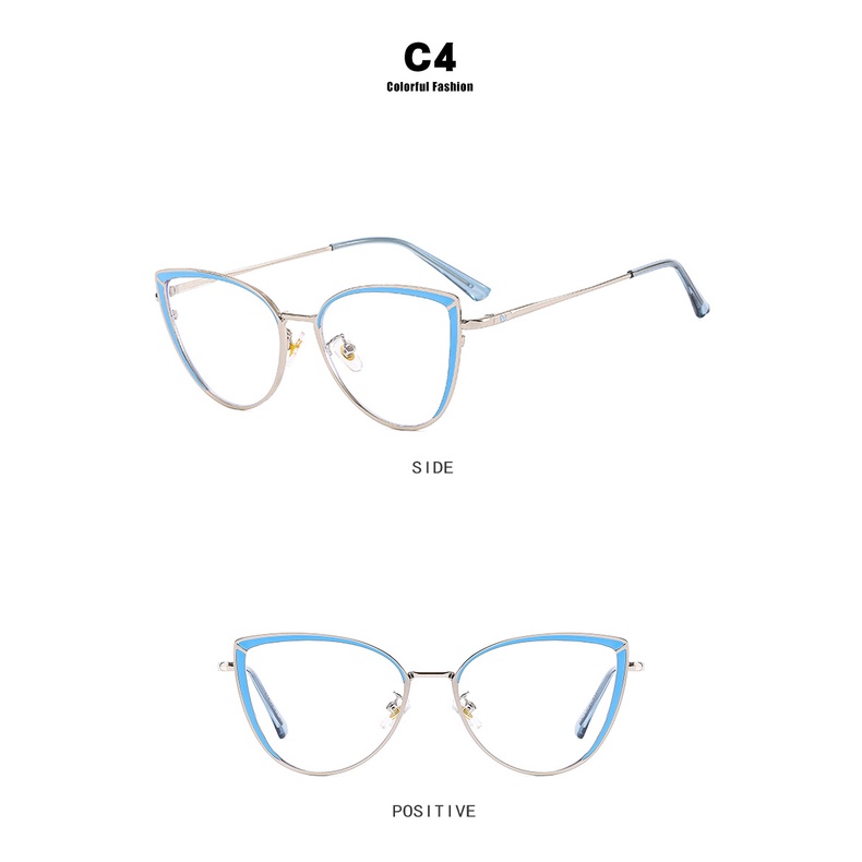 Kacamata Anti Radiasi Cat Eye Bahan Metal Fashion Untuk Wanita
