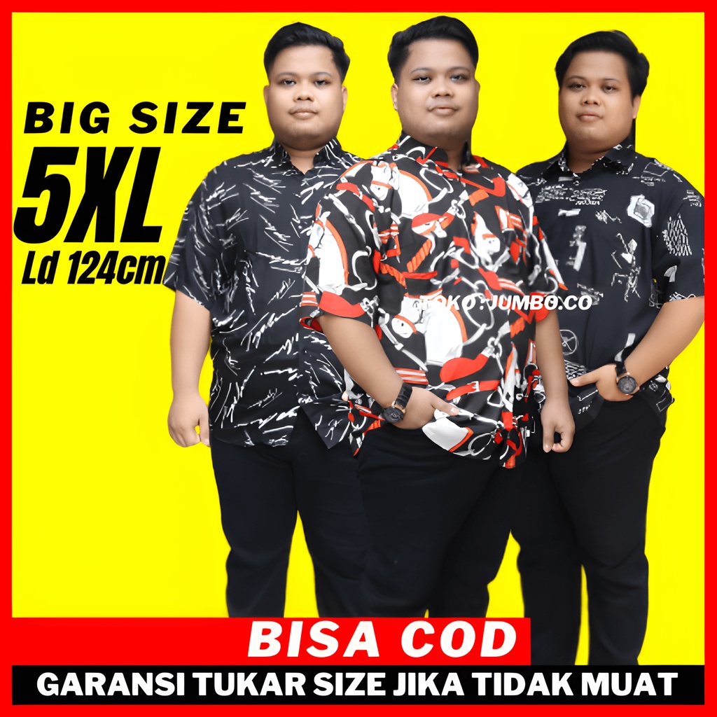baju kemeja pendek hem cowok kameja motif over size rayon pantai pria oversize big size laki laki ju