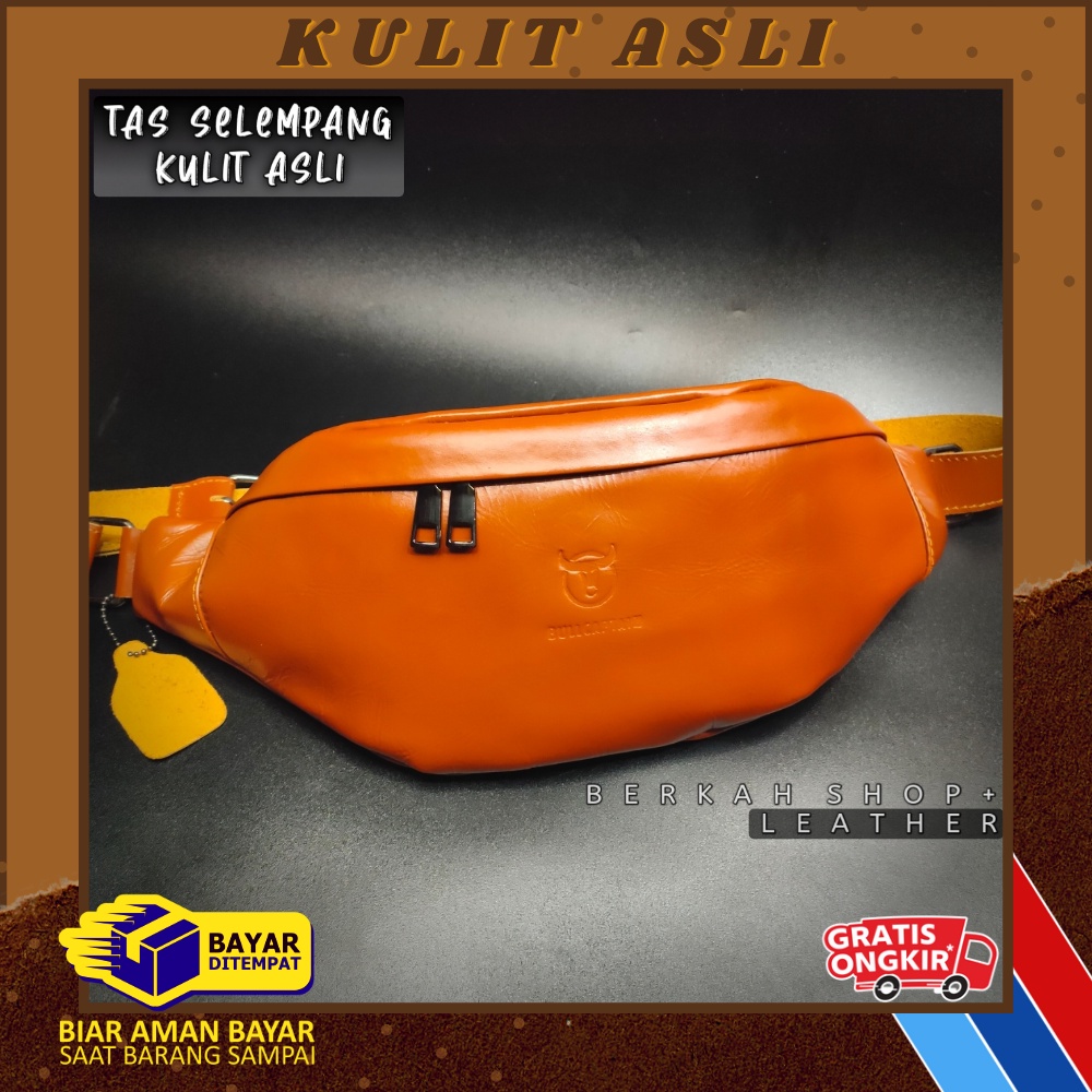 Tas Selempang Waistbag Pinggang Kulit Asli Pria 100% Original Garut Branded Terbaik - Waistbag Kulit