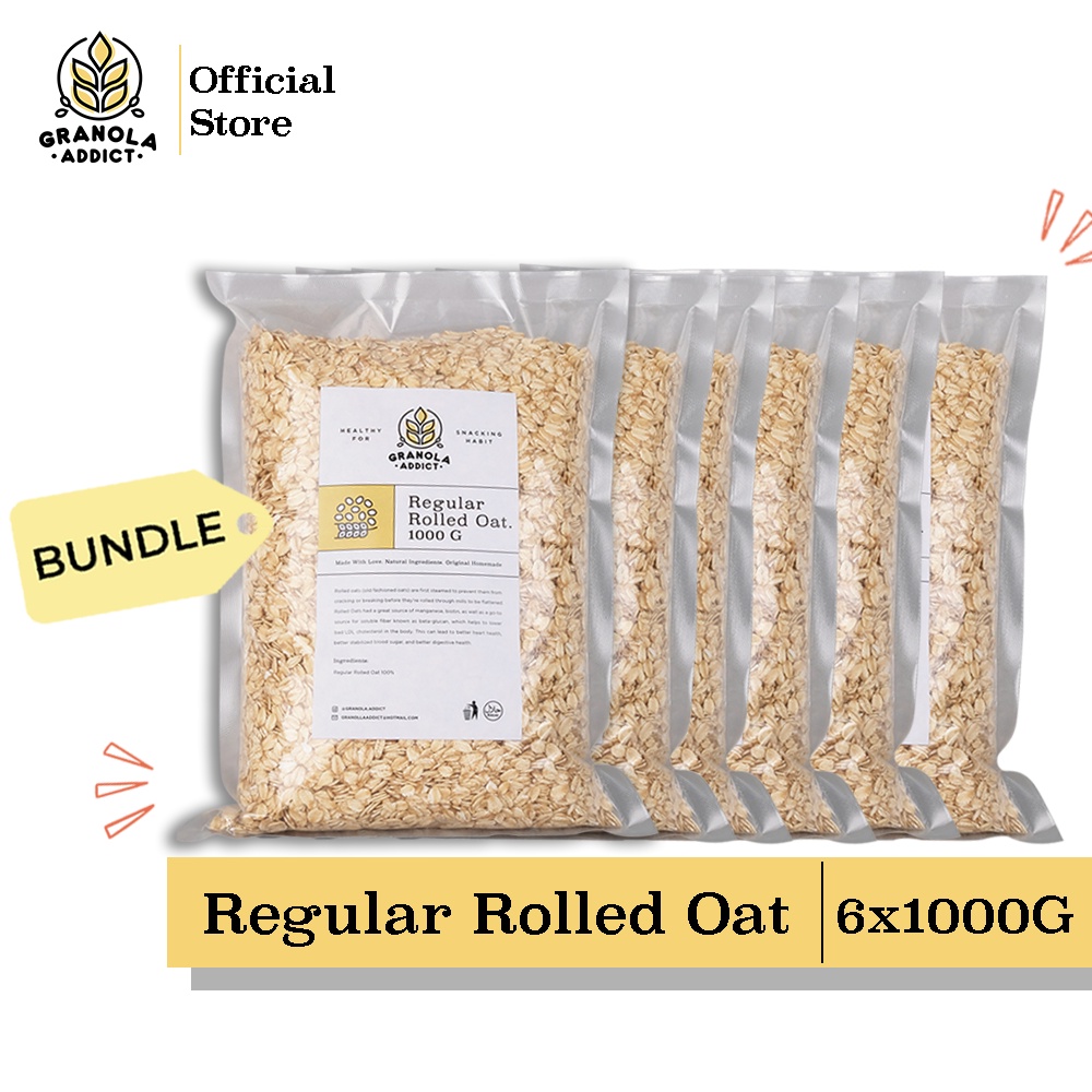 

Granola Addict - PAKET ISI 6 Rolled Oat / Gandum Utuh / Gandum Kasar 1KG