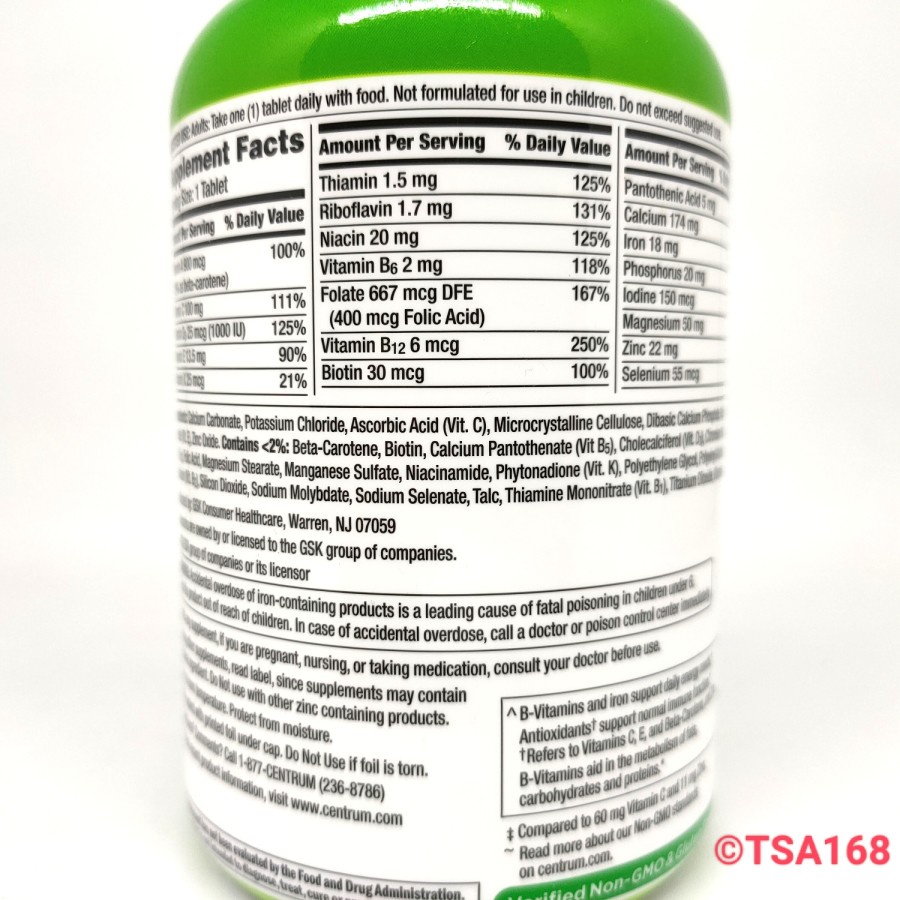 Centrum Adults 425 Tab Multivitamin Multimineral Supplement