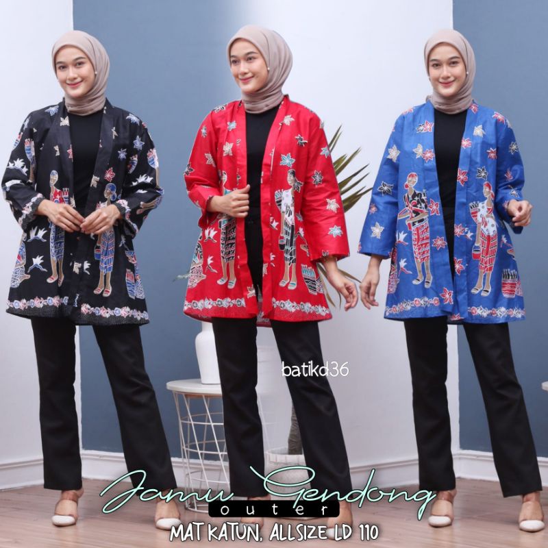 Outer murah katun halus lengan fashion mode batik Baju luaran wanita pesta kerja blazer Cardi longcardi rompi cewek warna polos