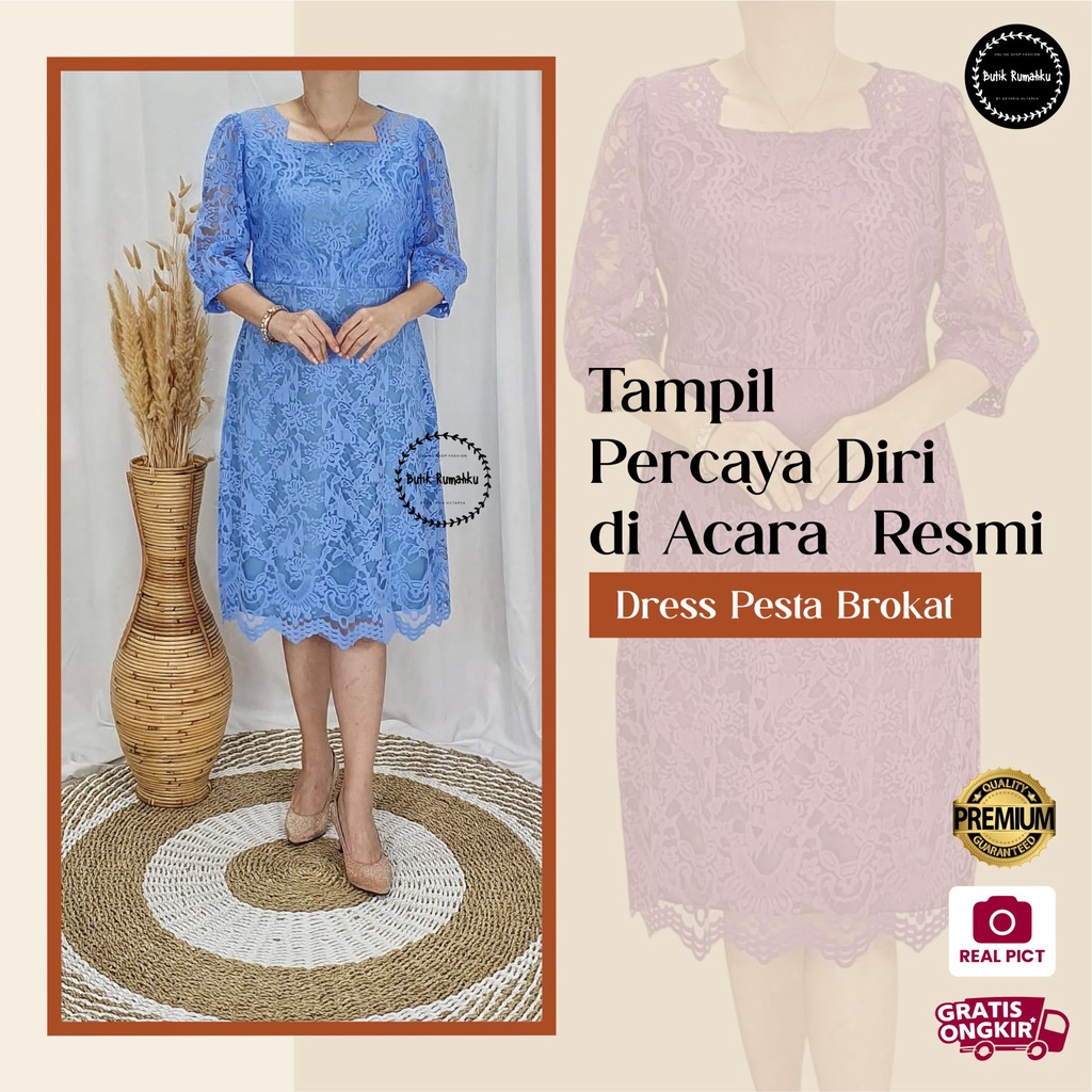 Dress Pesta Baju Kondangan Brukat Fashion Wanita Kekinian Terbaru Terlaris By Butik Rumahku.