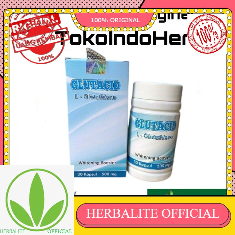 100% ORIGINAL GLUTACID L-Glutathione Whitening Booster 100% Original New Obat Glutacid Suplemen Pemu